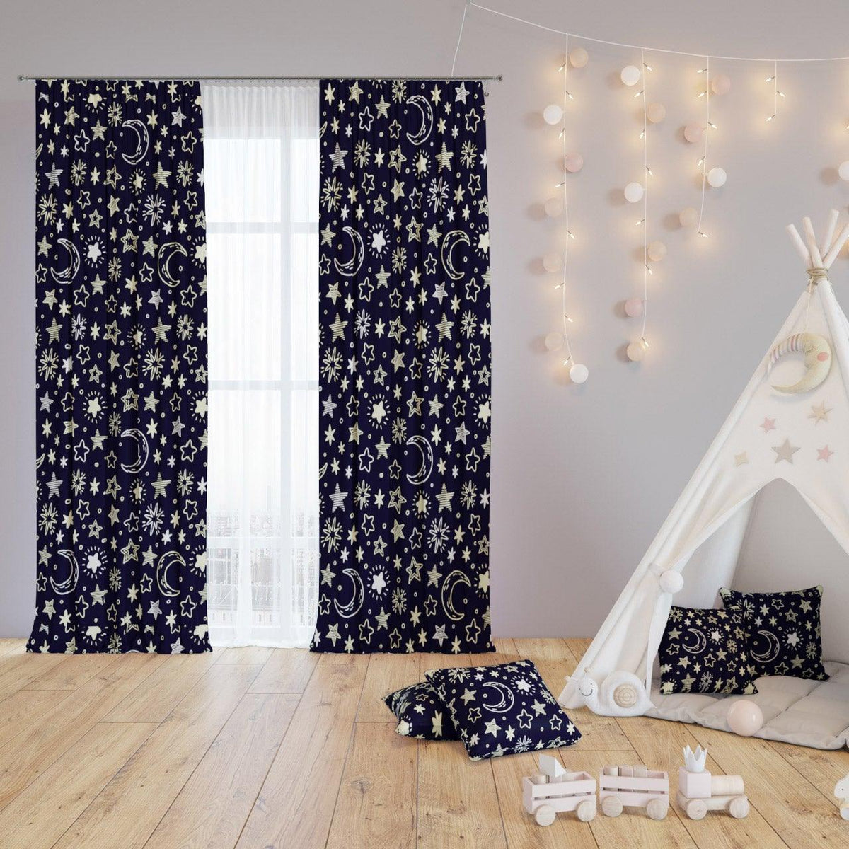 Night Sky — printed curtain pair — Karen Fabrics