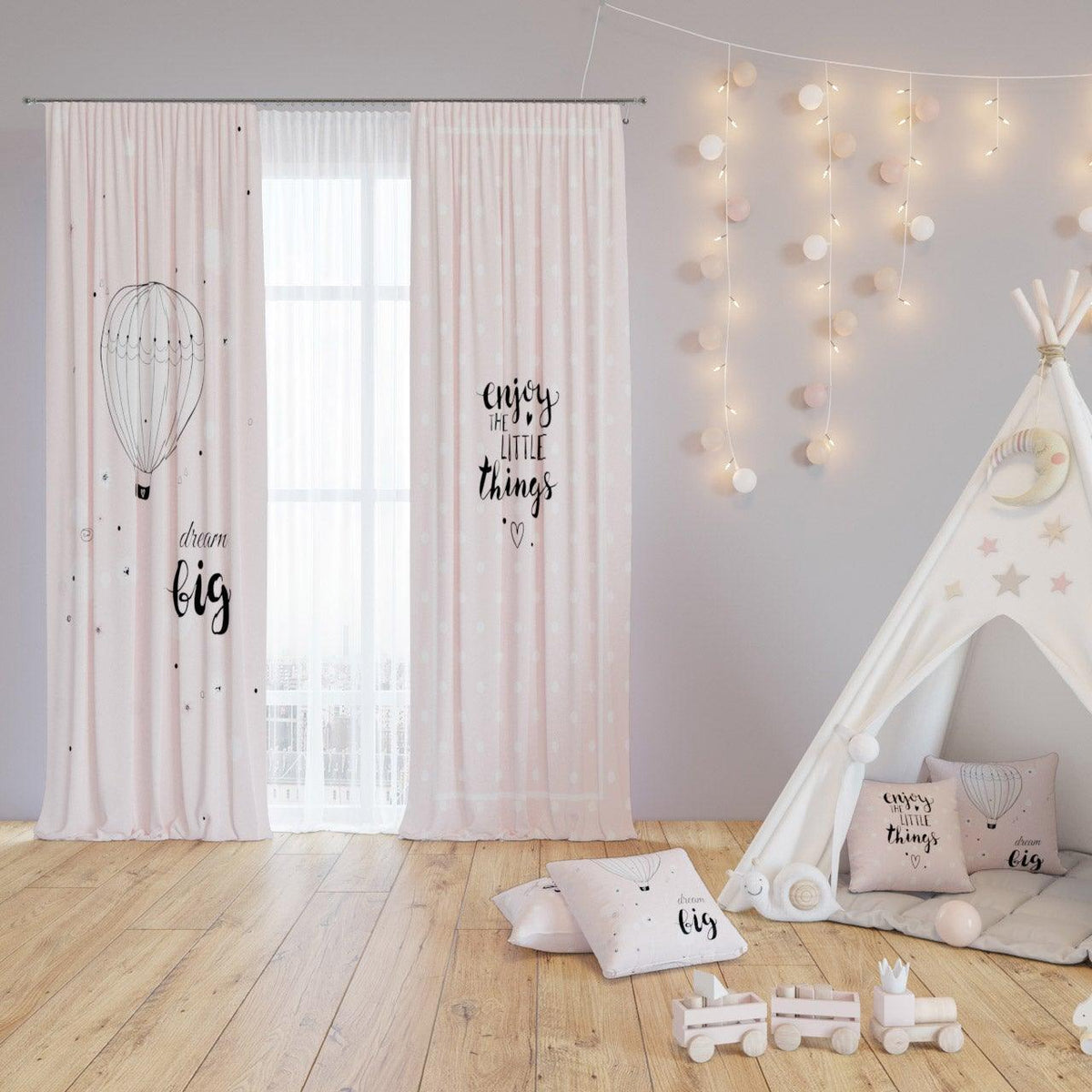 Pretty Pink — printed curtain pair — Karen Fabrics