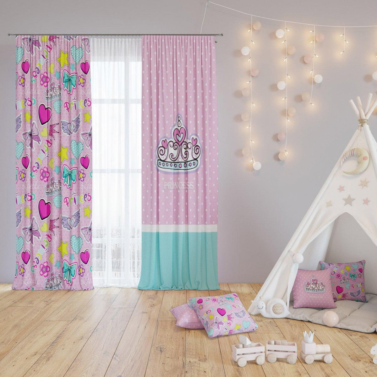 Little Queen — printed curtain pair — Karen Fabrics