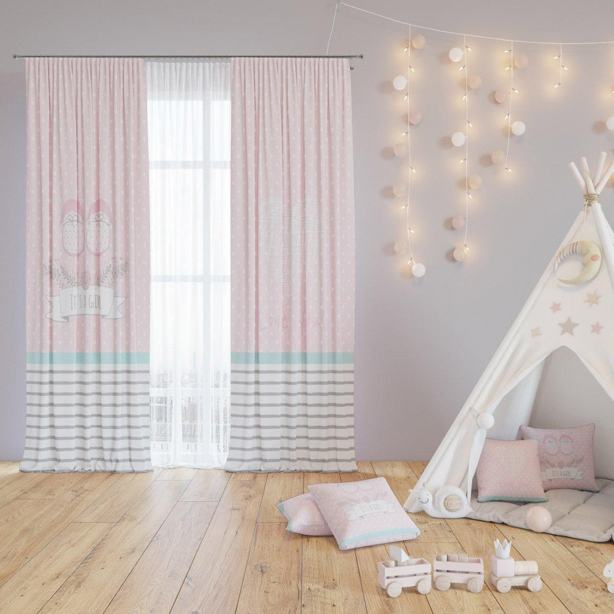 Little Dahlia — printed curtain pair — Karen Fabrics