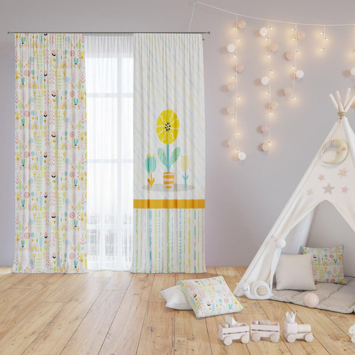 Sunny Summer — printed curtain pair — Karen Fabrics