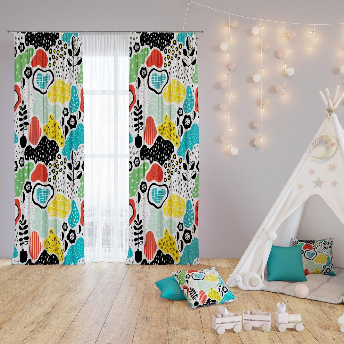 Adventure Map — printed curtain pair — Karen Fabrics