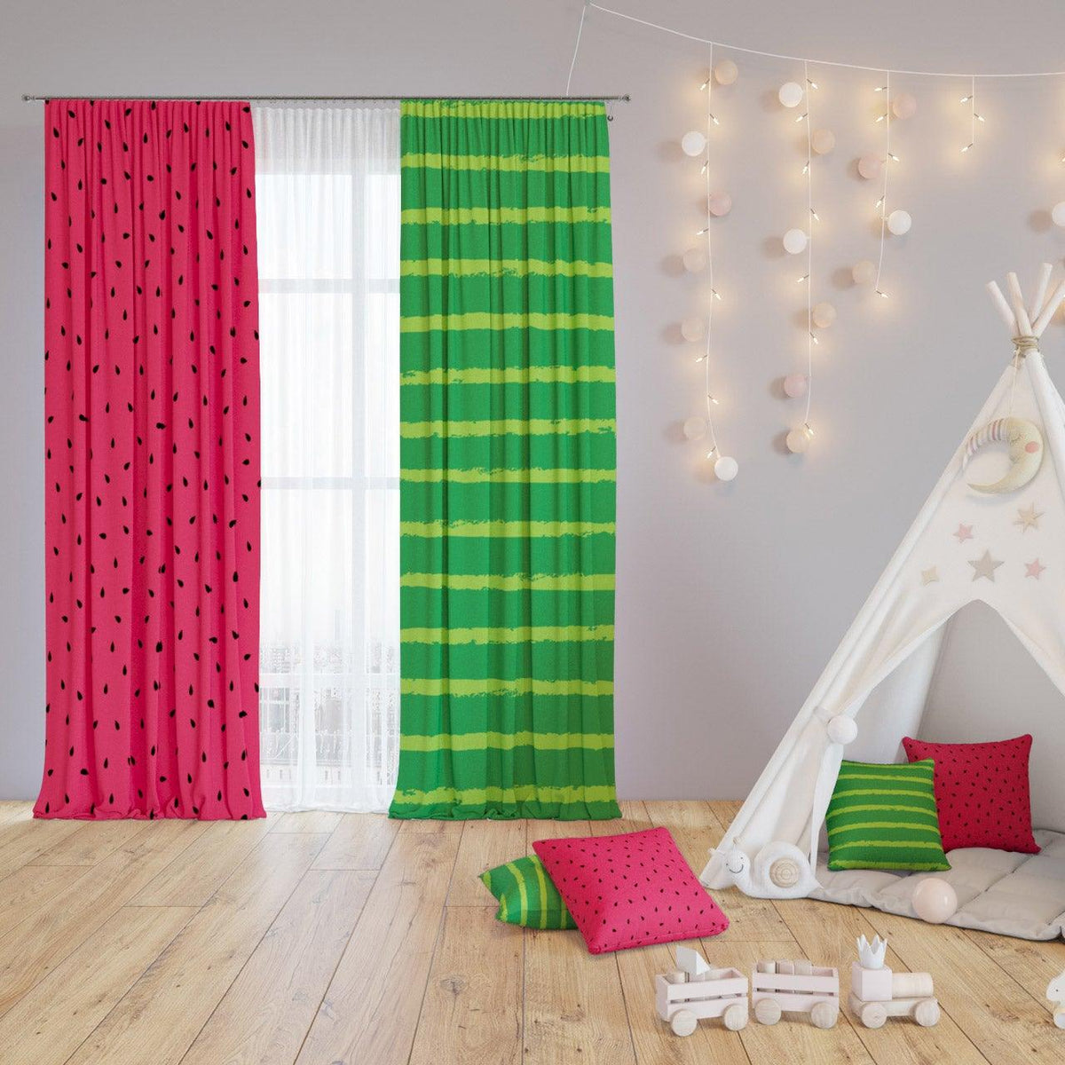 Watermelon — printed curtain pair — Karen Fabrics