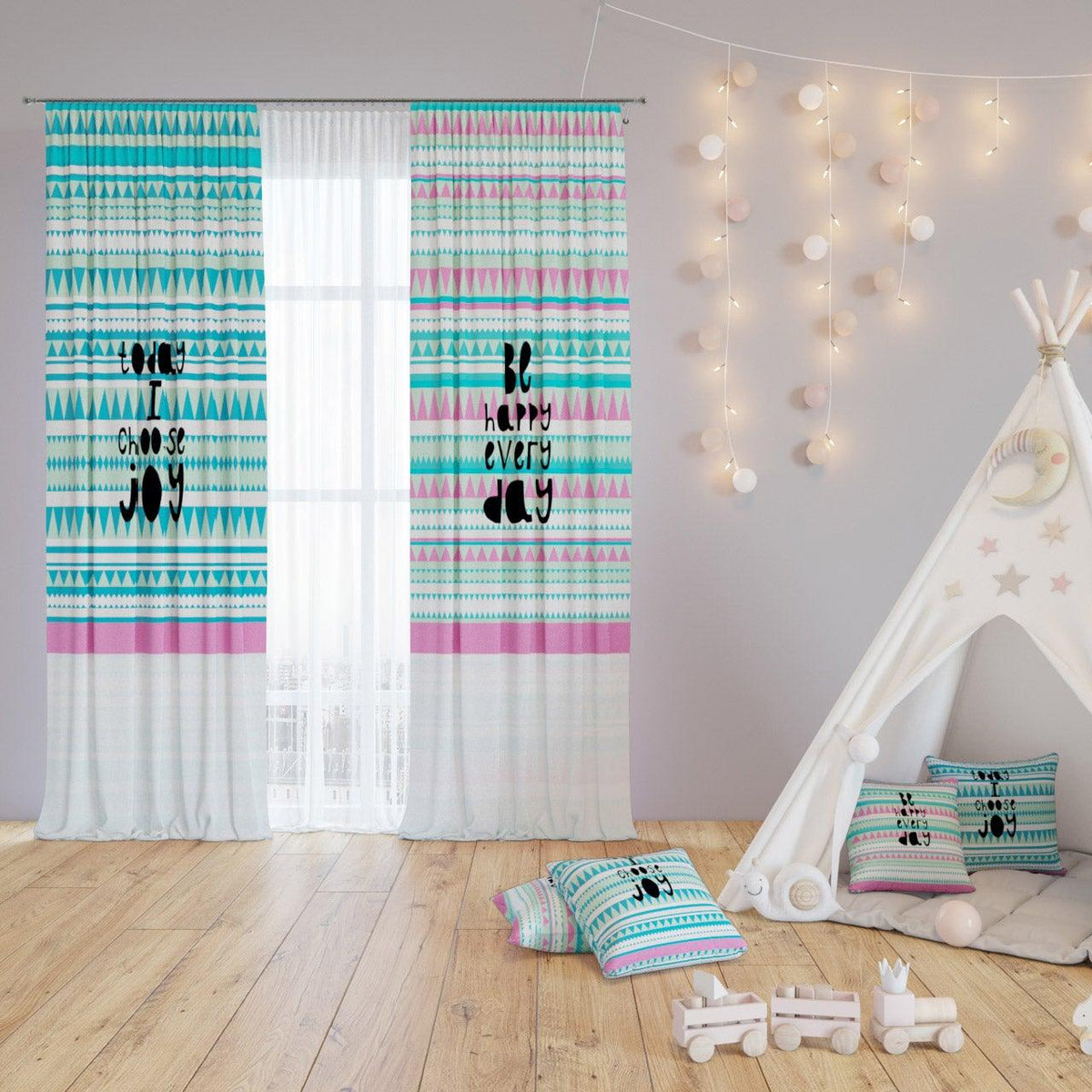Flaglets — printed curtain pair — Karen Fabrics