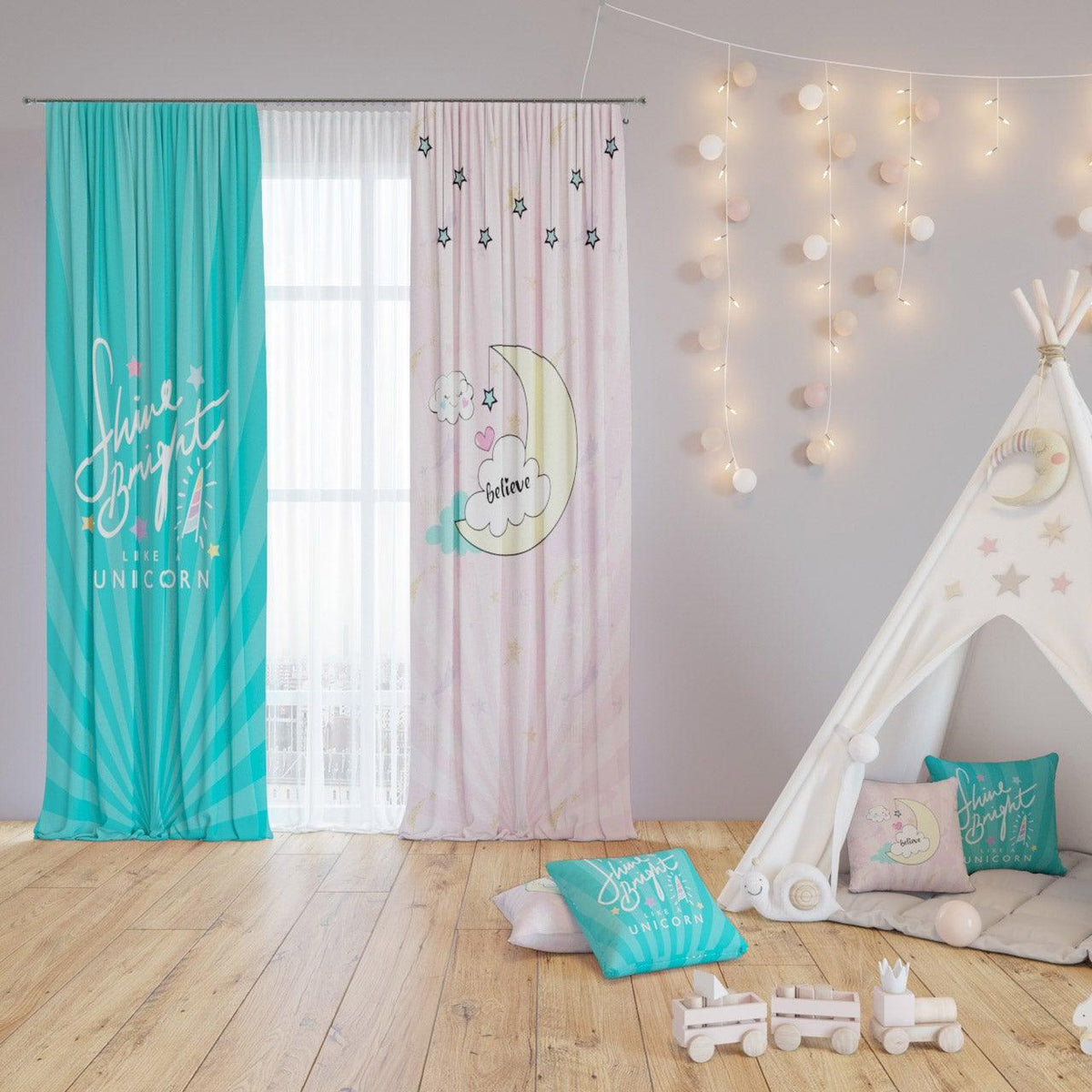 Baby Colours — printed curtain pair — Karen Fabrics