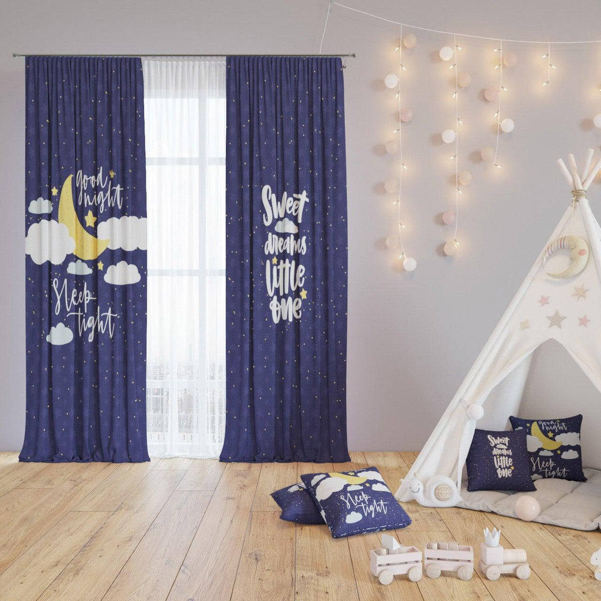 Starry Night — printed curtain pair — Karen Fabrics