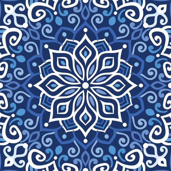 Blue Mandala — cushion 1 of 6, the printed design