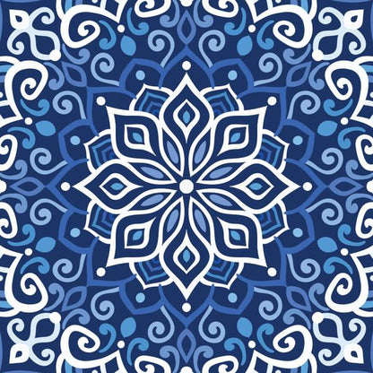 Blue Mandala — cushion 1 of 6, the printed design