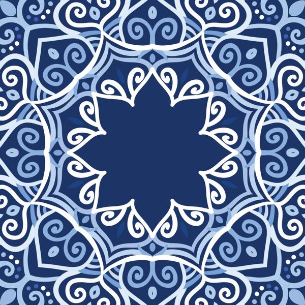 Blue Mandala — cushion 3 of 6, the printed design