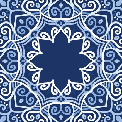 Blue Mandala — cushion 3 of 6, the printed design