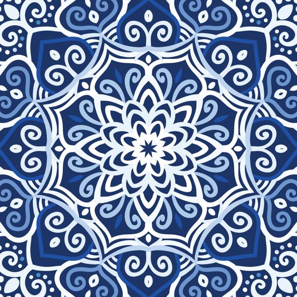 Blue Mandala — cushion 5 of 6, the printed design