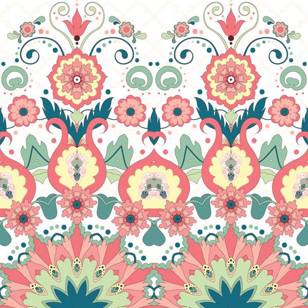 Folk Flowers — cushion 1 of 6, the printed design