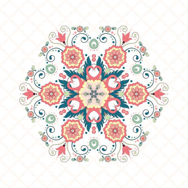 Folk Flowers — cushion 2 of 6, the printed design
