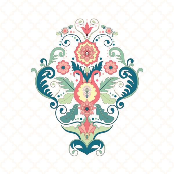 Folk Flowers — cushion 3 of 6, the printed design