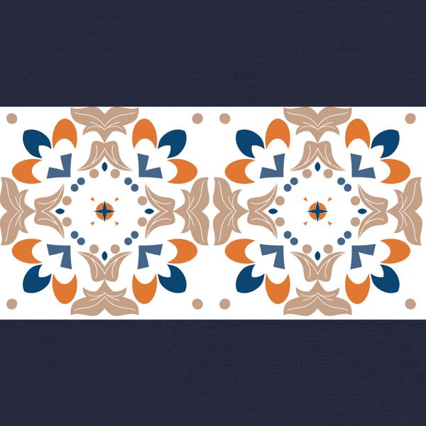 Navy & Rust — cushion 1 of 6, the printed design