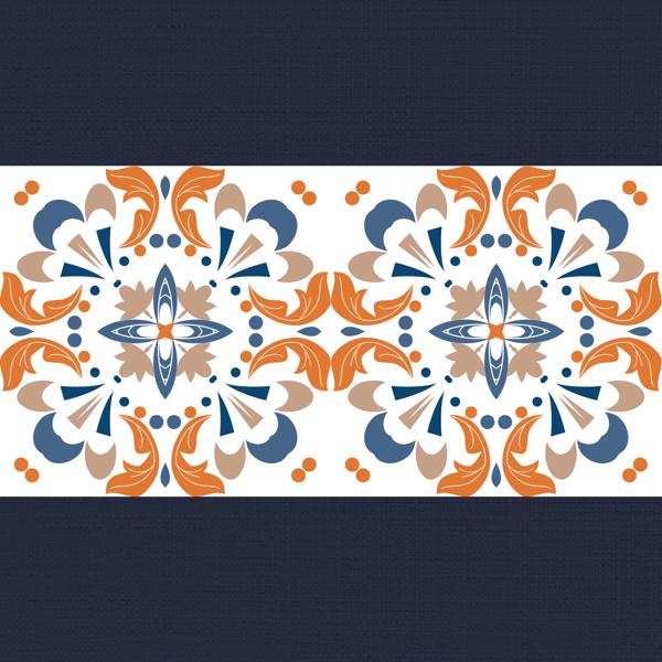 Navy & Rust — cushion 3 of 6, the printed design