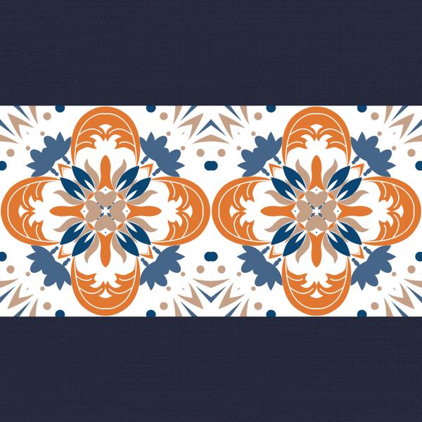 Navy & Rust — cushion 5 of 6, the printed design