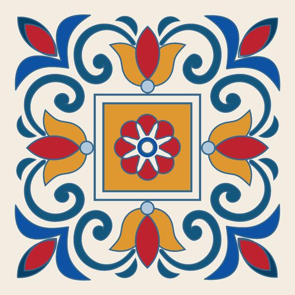 Tribal Tiles — cushion 1 of 6, the printed design