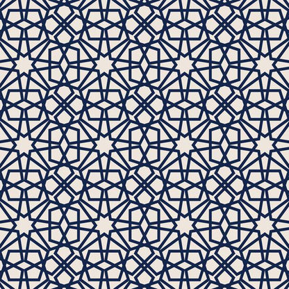 Arabesque Navy — cushion 1 of 4, the printed design