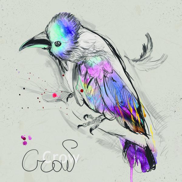 Painted Birds — cushion 3 of 6, the printed design
