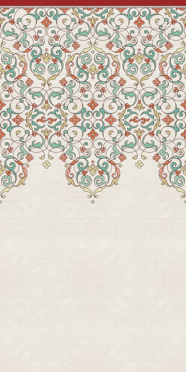 Coral Arabesque — the curtain panel, the same design on both panels