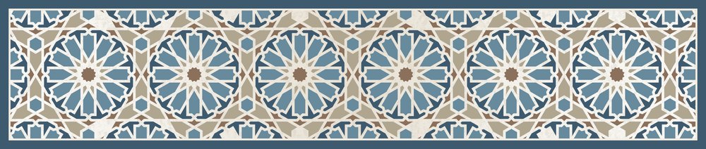 زليج أزرق — مفرش السفرة، 250×50 سم