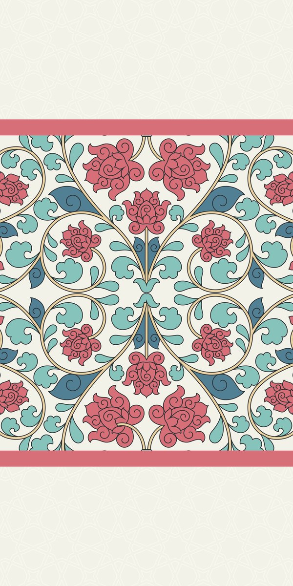 Iznik Roses — the curtain panel, the same design on both panels