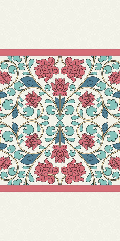 Iznik Roses — the curtain panel, the same design on both panels