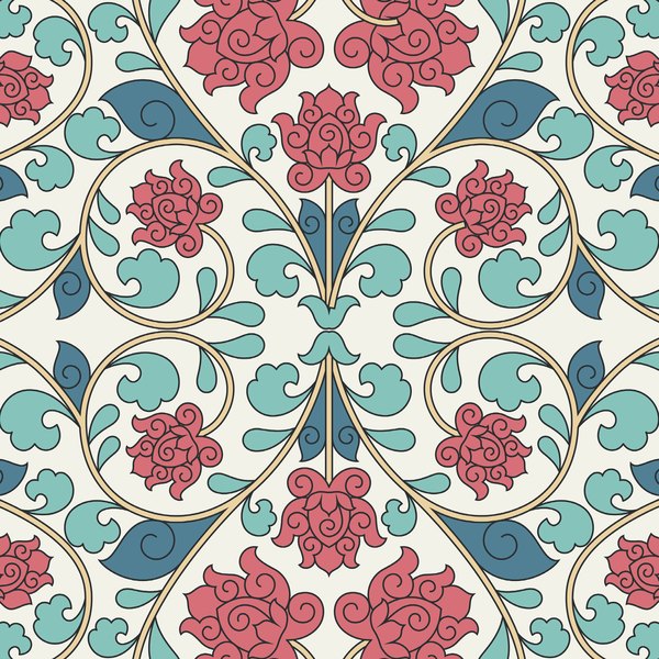 Iznik Roses — cushion 1 of 3, the printed design