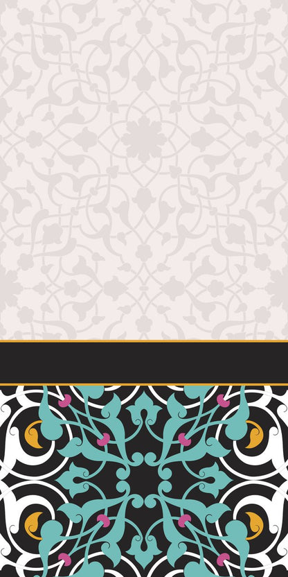 Teal Calligraphy — the right curtain panel