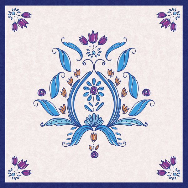 Blue Porcelain — cushion 1 of 3, the printed design