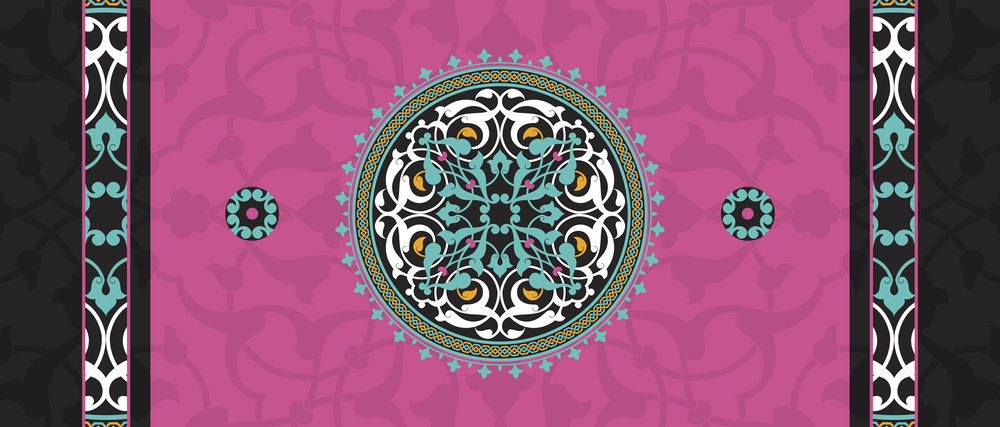 ميدالية وردي وأسود — مفرش طاولة القهوة، 100×50 سم
