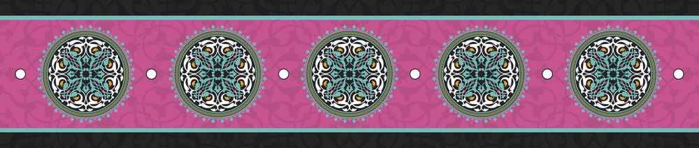 ميدالية وردي وأسود — مفرش السفرة، 250×50 سم