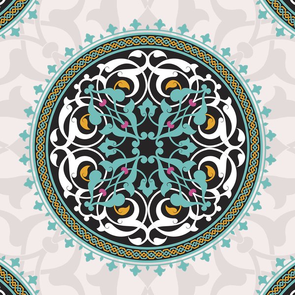 Midnight Medallion — cushion 1 of 3, the printed design
