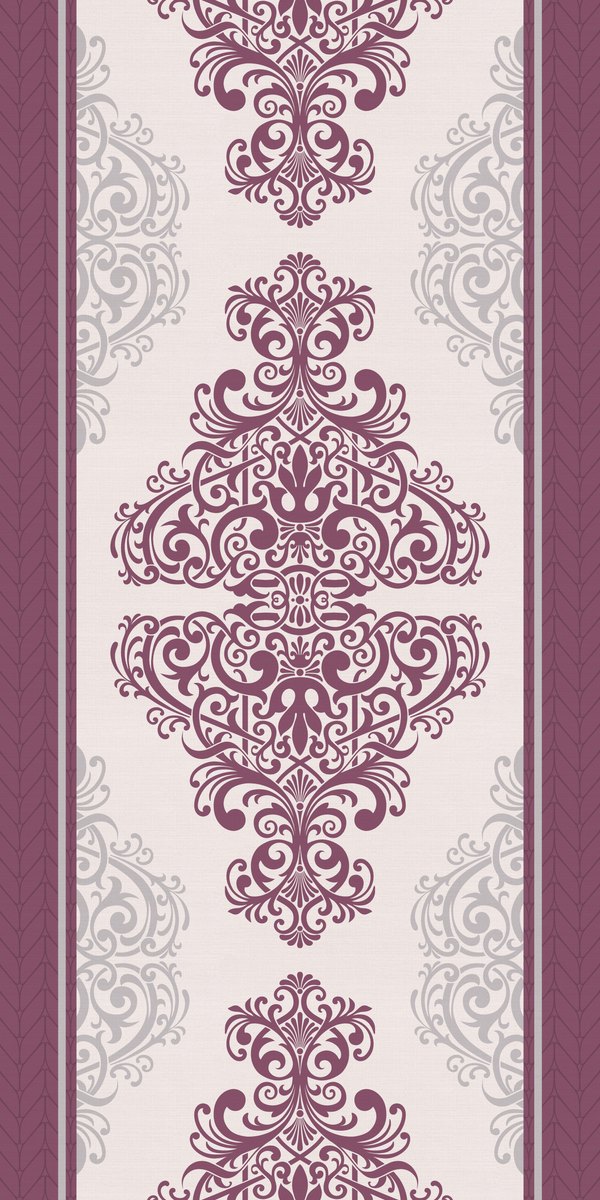 Plum Damask — the left curtain panel