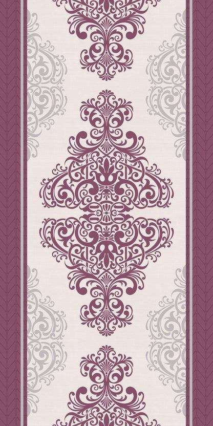 Plum Damask — the left curtain panel