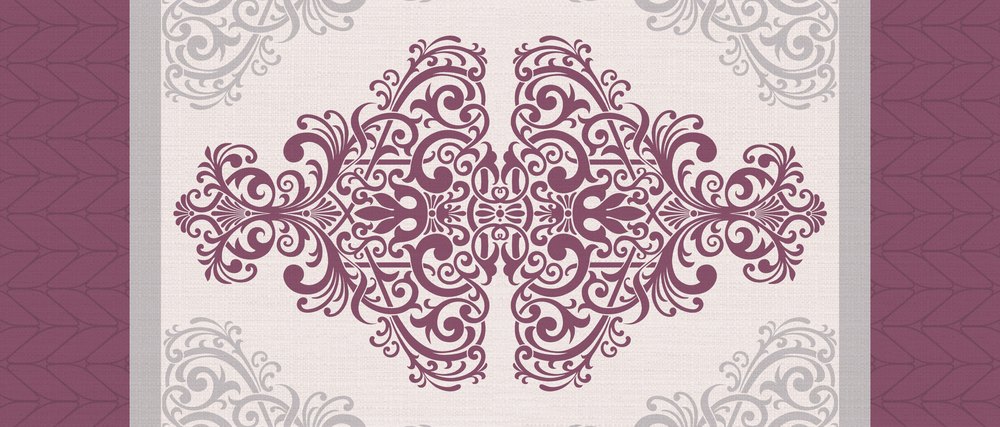 Plum Damask — the coffee-table runner, 100 × 50 cm