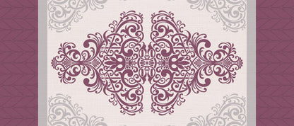 Plum Damask — the coffee-table runner, 100 × 50 cm