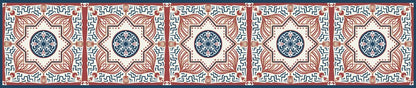 أرابيسك صدئ وكحلي — مفرش السفرة، 250×50 سم