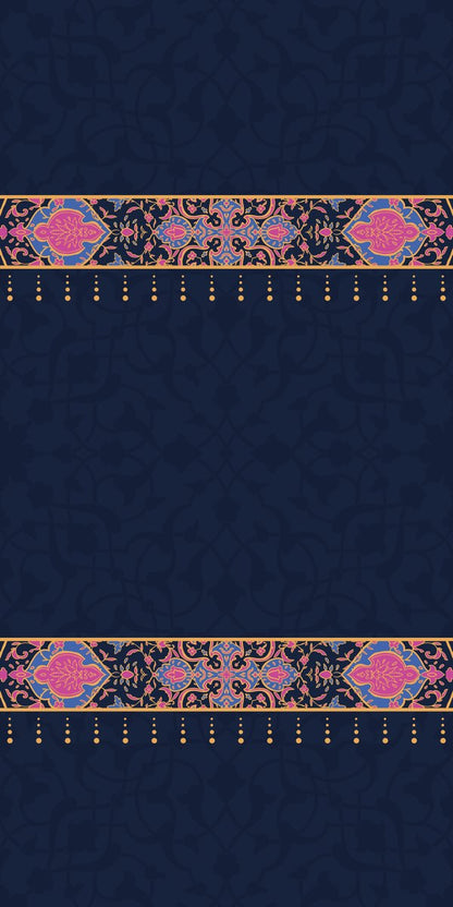 ميدالية كحلي وذهبي — لوحة الستارة اليمنى