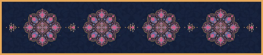ميدالية كحلي وذهبي — مفرش السفرة، 250×50 سم