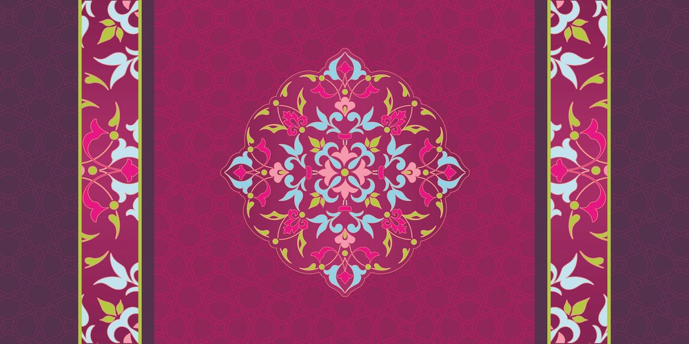 Magenta Arabesque — the coffee-table runner, 100 × 50 cm