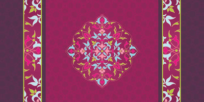 Magenta Arabesque — the coffee-table runner, 100 × 50 cm