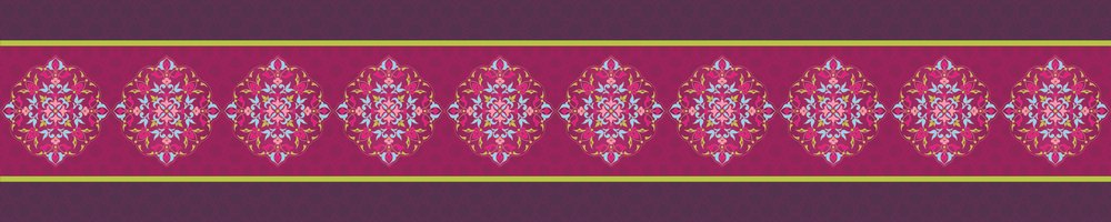 Magenta Arabesque — the dining-table runner, 250 × 50 cm
