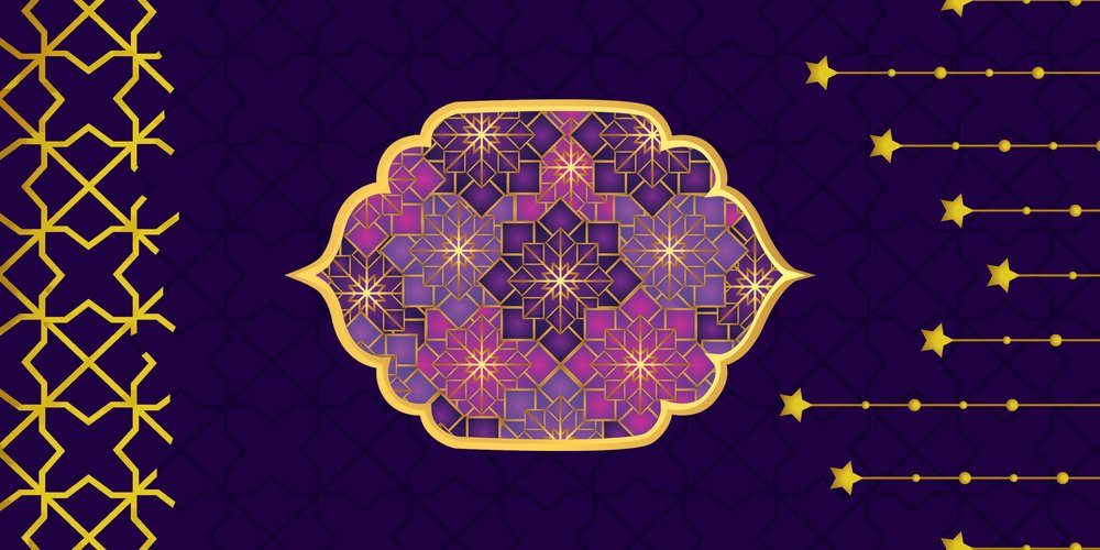 Plum & Gold Lanterns — the coffee-table runner, 100 × 50 cm