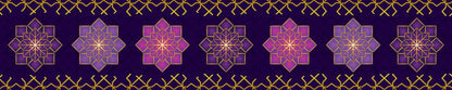 Plum & Gold Lanterns — the dining-table runner, 250 × 50 cm