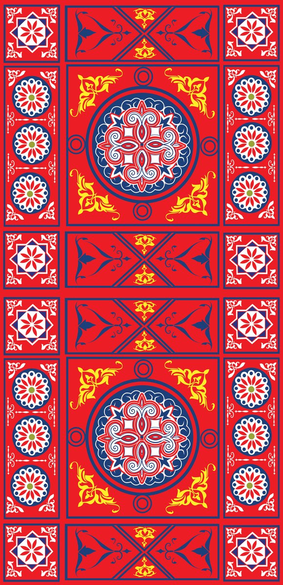 Khayamiya Red — the curtain panel, the same design on both panels