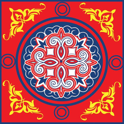 Khayamiya Red — cushion 1 of 3, the printed design