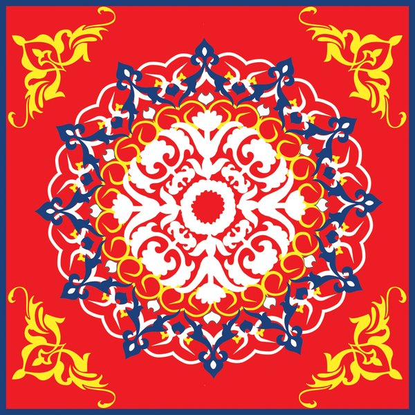 Khayamiya Red — cushion 2 of 3, the printed design