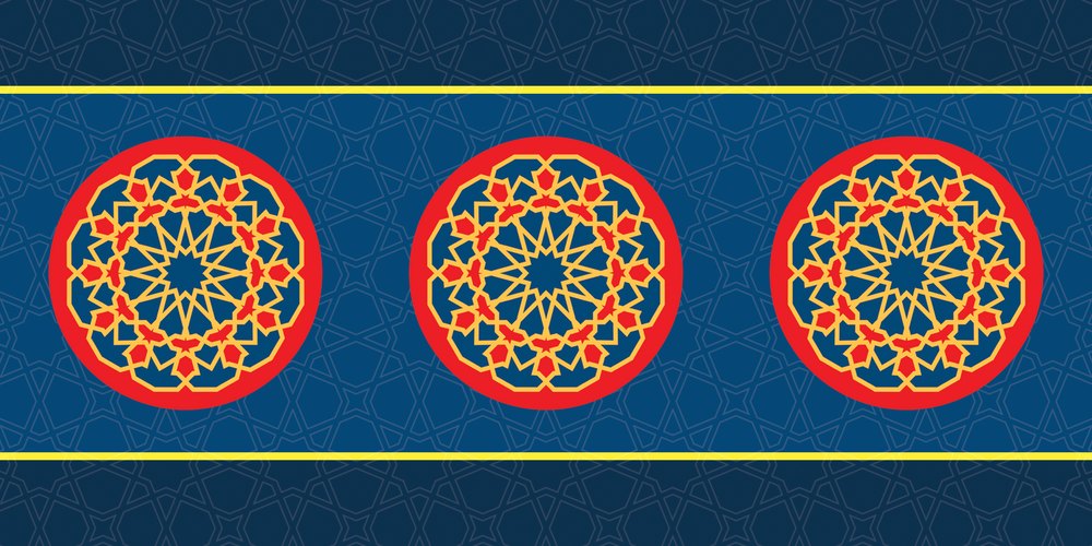 Red & Navy Khayamiya — the coffee-table runner, 100 × 50 cm